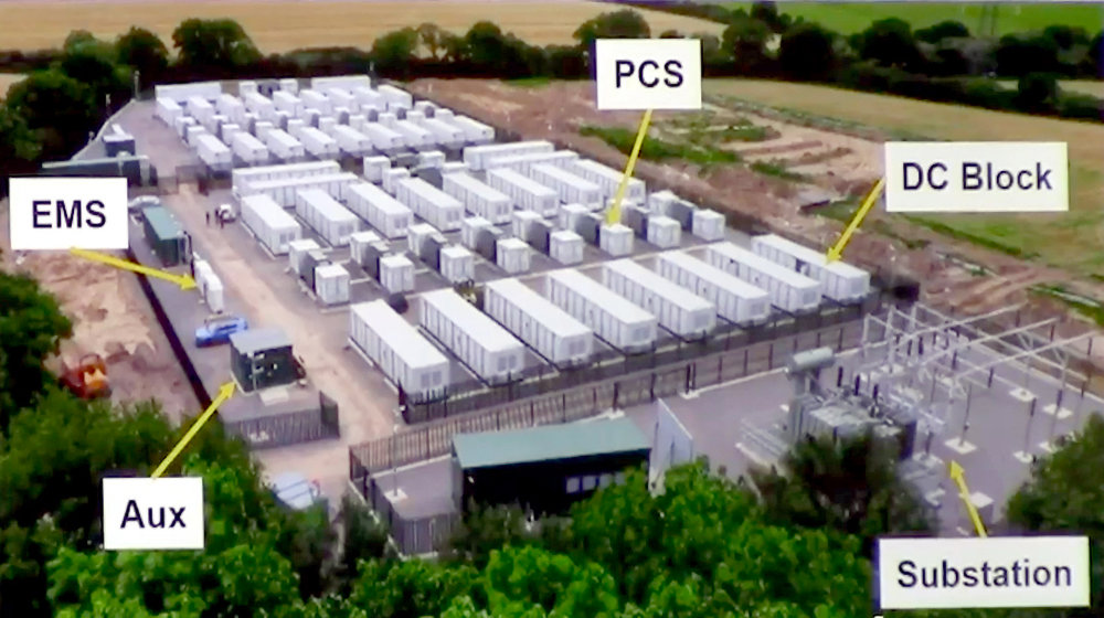 A rendering of a battery-storage facility.